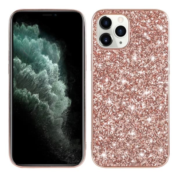 Glitter iPhone 12 Pro Max Etui - Rose Gull Pink