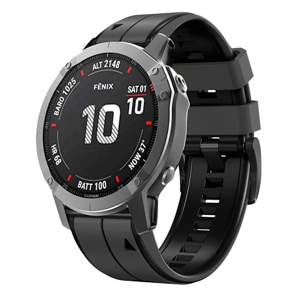 26 mm dobbeltfarvet silikoneurrem til Garmin-ur - Kulfiber Grå / Sort Silver grey