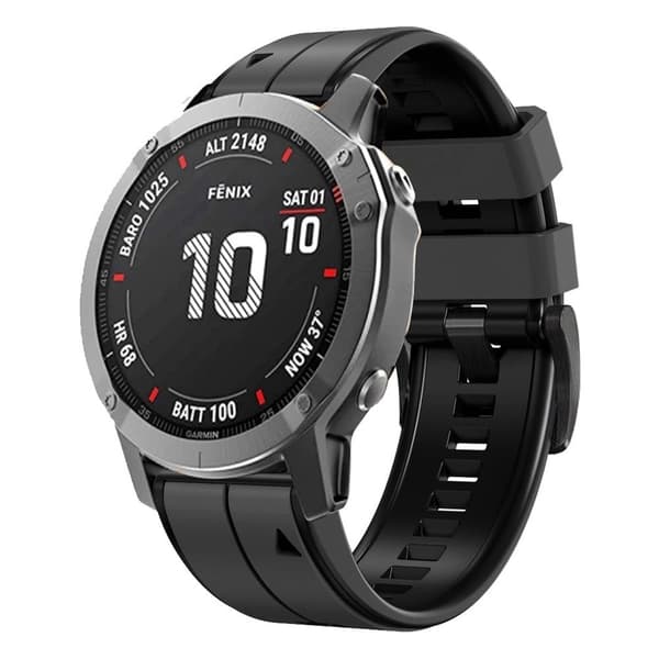 26mm kaksivärinen silikoninen kellohihna Garmin-kelloon - Hiilikuitu Harmaa / Musta Silver grey