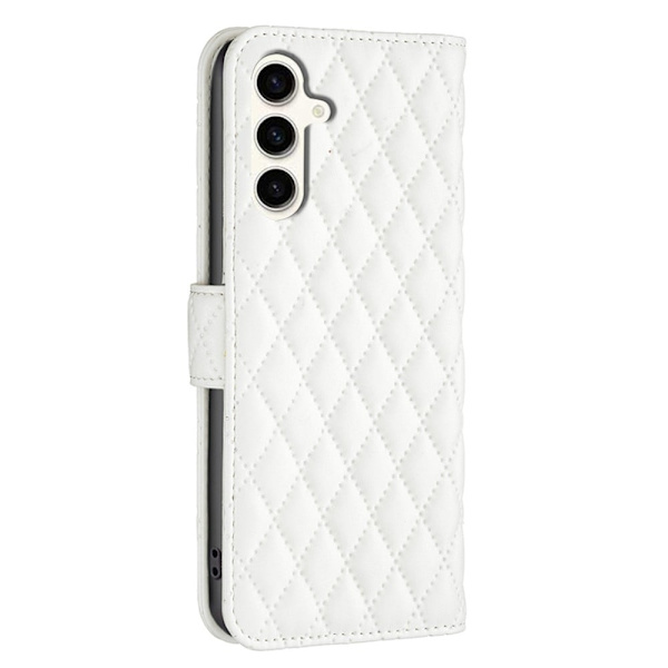 Rombemønster, matt flip-deksel for Samsung Galaxy S23 FE - Hvit White
