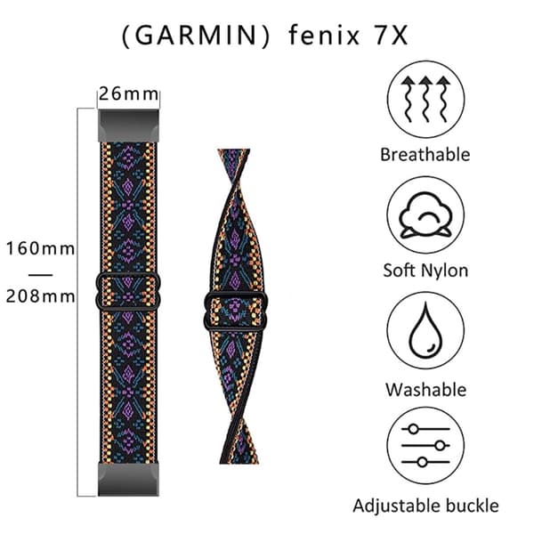 Elastinen hengittävä kellohihna Garmin-kellolle - Violetti Multicolor