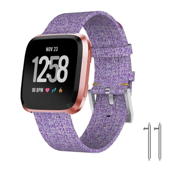 Fitbit Versa erstatnings urrem i stofmateriale med klassisk spænde - Lilla Purple