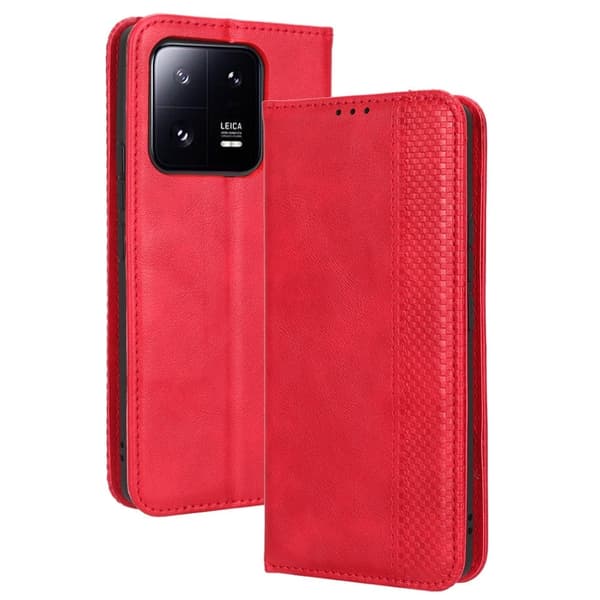 Bofink Vintage Xiaomi 13 Pro Nahkakotelo - Punainen Red