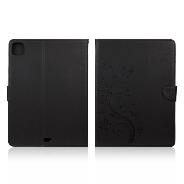 iPad Pro 11 inch (2020) butterfly imprint leather flip case - Bl Black