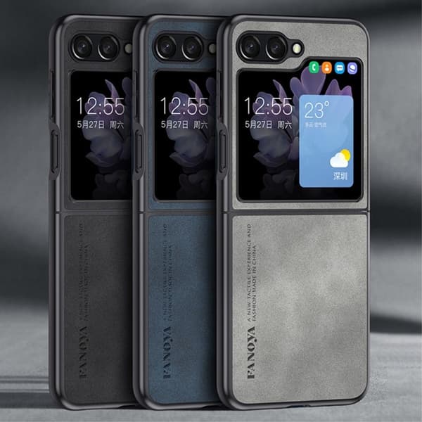 Samsung Galaxy Z Flip 5G lædercover - Blå Blue