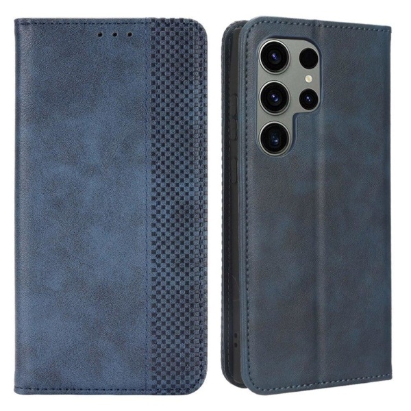 Bofink Vintage läder Samsung Galaxy S23 Ultra fodral - Blå Blå