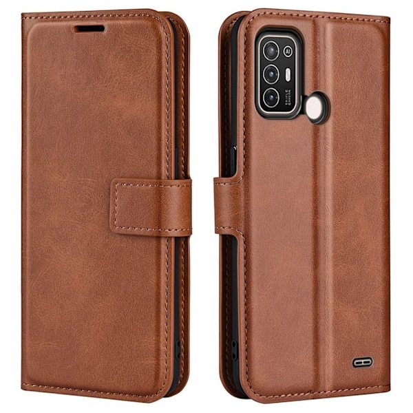 Lompakko Nahkakotelo For ZTE Blade A52 - Vaalean Ruskea Brown