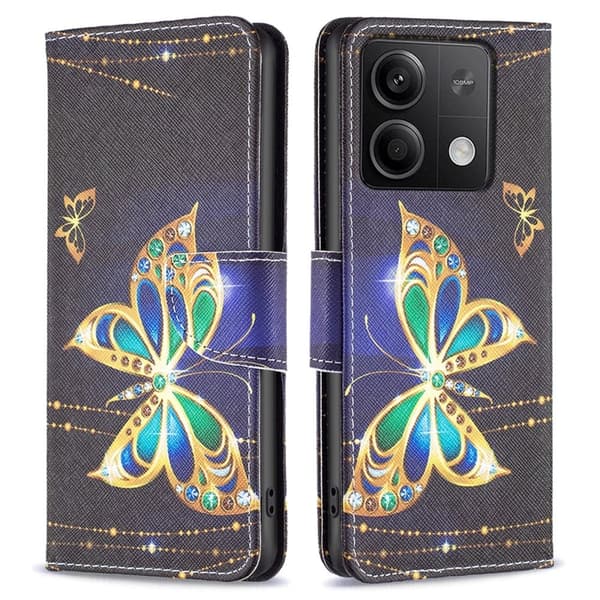 Wonderland Xiaomi Redmi Note 13 5G  flip kuoret - Koruja Perhonen Black
