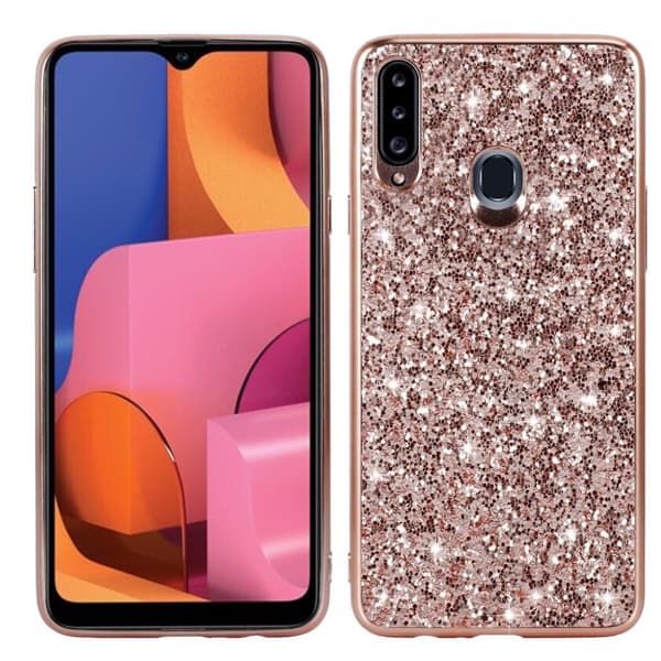 Glitter Samsung Galaxy A20s kuoret - Ruusukulta Pink