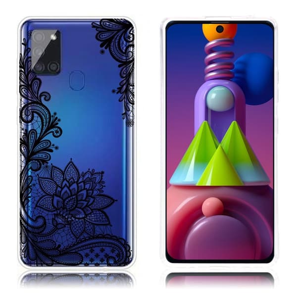 Deco Samsung Galaxy M51 Etui - Svart Blomst Black
