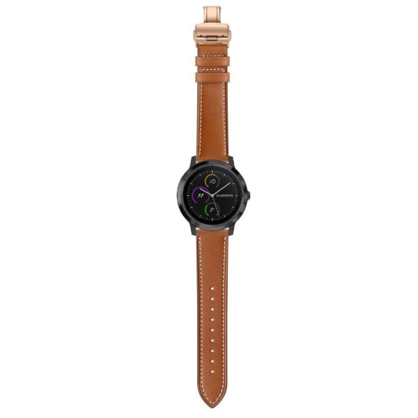 Garmin Vivoactive 3 / Vivomove HR nahkainen ranneke - Ruusukulta / Ruskea Brown