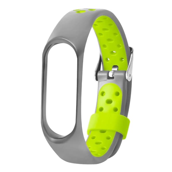 Xiaomi Mi Smart Band 4 klockarmband i silikon med dubbla färger - Grå / Grön Silvergrå