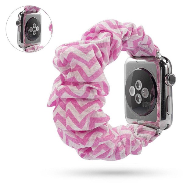 Apple Watch Series 5 40mm stof Mønster urrem - Rose Bølgede Linjer Pink