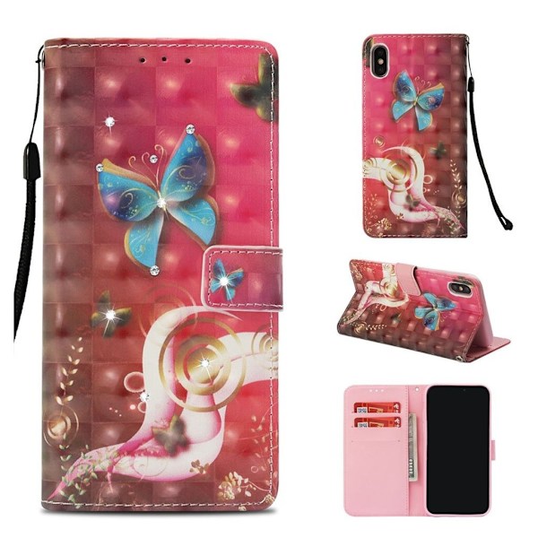 Butterfly läder iPhone Xs Max fodral - Blå Blå