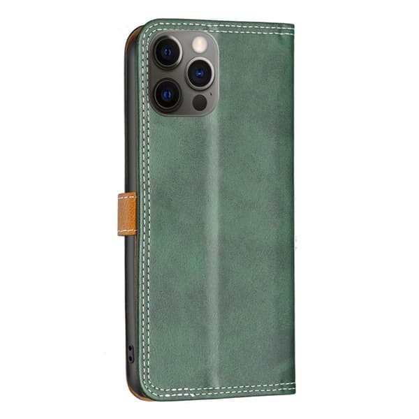 BINFEN kaksivärinen nahkakotelo iPhone 12 / iPhone 12 Pro - Vihreä Green