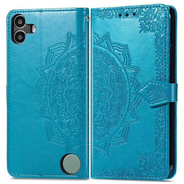 Mandala Nothing CMF Phone 1 etui i lær - Blå Blue