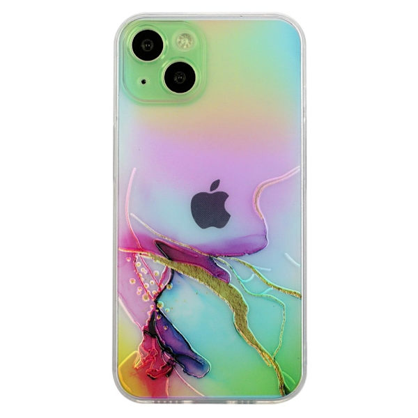 Marble iPhone 15 Plus Etui - Grønn Multicolor