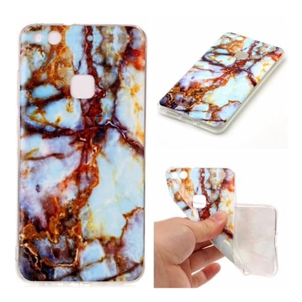 Huawei P10 Lite Marmor Mønster TPU Etui - Brun Multicolor
