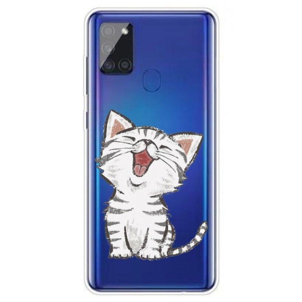 Deco Samsung Galaxy A21s skal - Katt Silvergrå