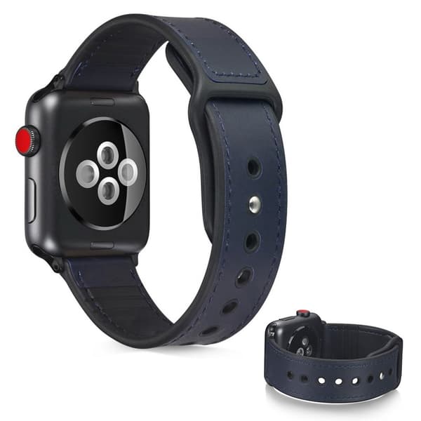 Apple Watch Series 6 / 5 40mm elegant læder rem - mørkeblå Blue