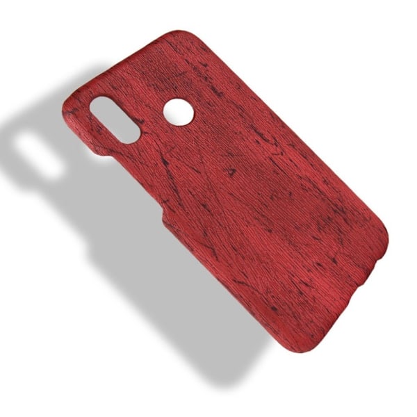 Huawei P20 Lite mobilskal plast konstläder trätextur - Röd Röd