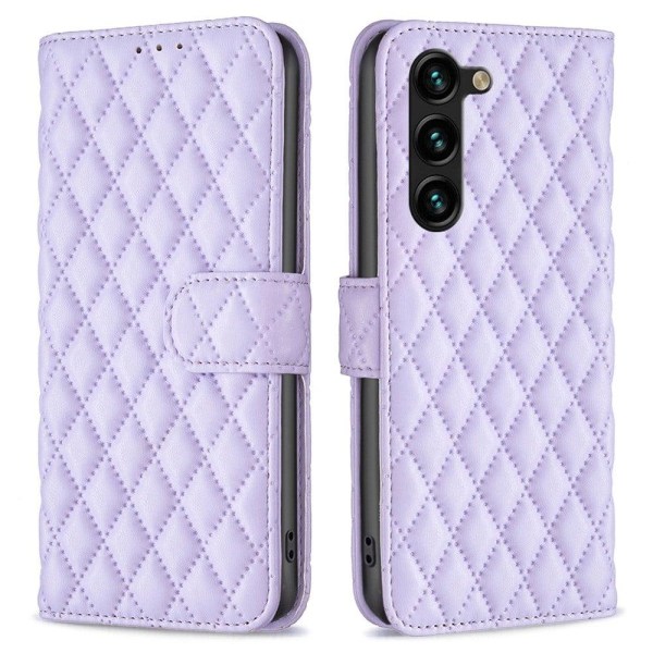 Rhombus mat Samsung Galaxy S23 Plus flip etui - Lilla Purple