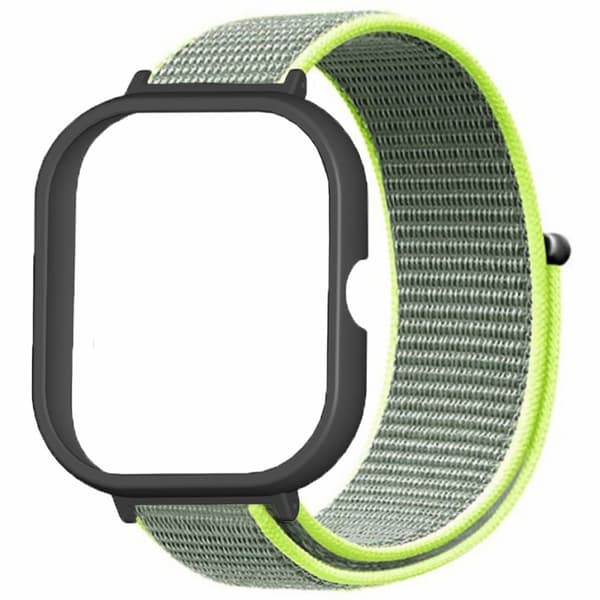 Xiaomi Redmi Watch 4 Wrist Strap Nylon Loop Watch band with Black bump resistant Watch Case - Bright Yellow Gul