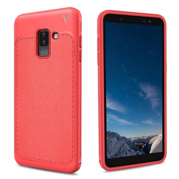 IVSO Samsung Galaxy A6 Plus mobilskal TPU material litchi textur värmeavledande - Röd Röd