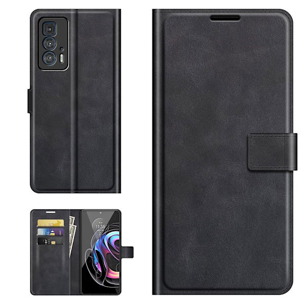 Wallet-style Læder Etui til Motorola Edge 20 Pro - Sort Black