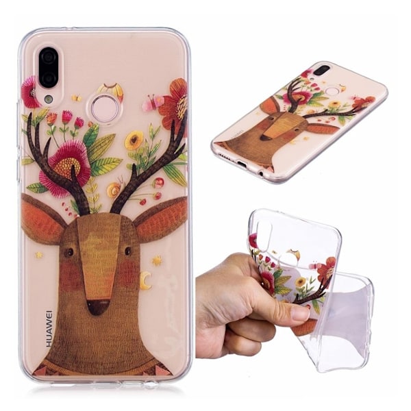 Huawei P20 Lite / Nova 3e mobilskal i silikonmaterial skyddande flexibel - Rådjur med blommor multifärg