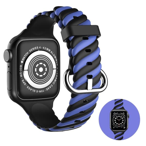 Apple Watch 40mm unik farve twist silikone urrem - Blå / Sort Purple