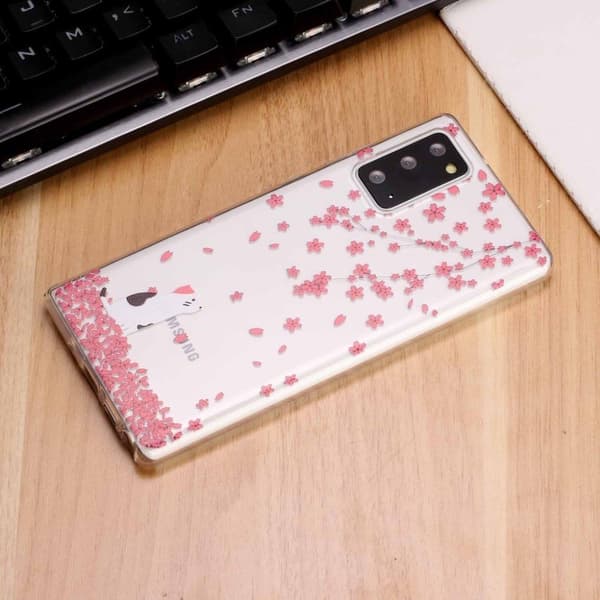 Deco Samsung Galaxy Note 20 Etui - Rosa Blomst Pink