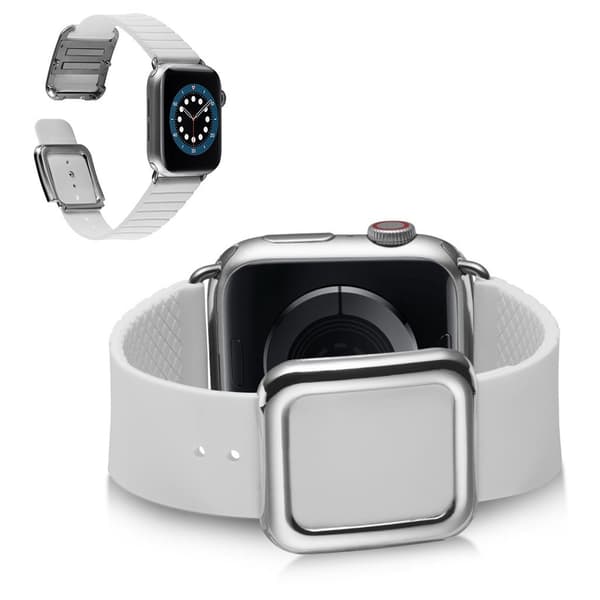 Apple Watch 42mm - 44mm silikoneurrem i moderne stil - Hvid White
