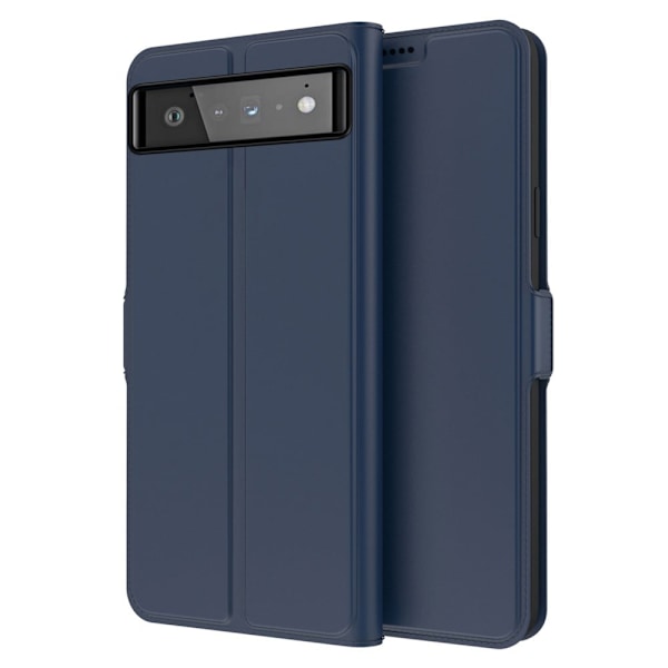 Glat og tyndt premium Google Pixel 6 Pro læderetui - Blå Blue