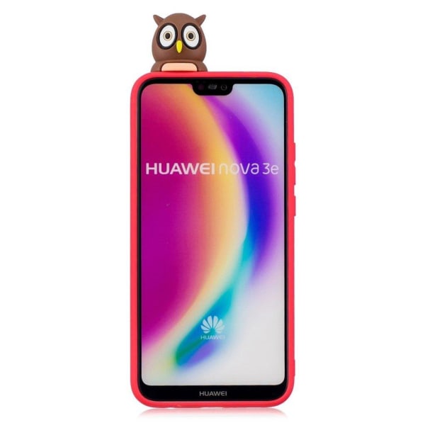 Huawei P20 Lite / Nova 3e mobilskal TPU material skyddande flexibelt mjukt 3D mönster - Hona uggla multifärg