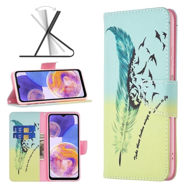 Wonderland Samsung Galaxy A73 flip kuoret - Sulka Ja Linnut Multicolor