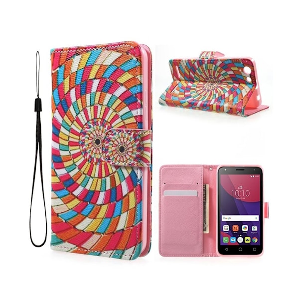Lenovo K5 læder-etui med holder - Farverig hvirvel Multicolor