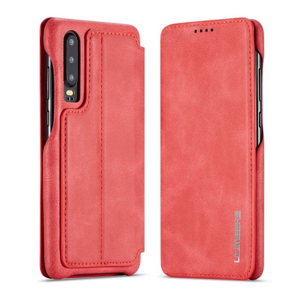 LC.IMEEKE Huawei P30 læderetui - Rød Red