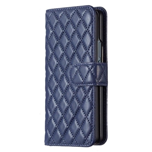 Rhombus Mønster Matte Flip Case til Samsung Galaxy Z Fold4 - Blå Blue