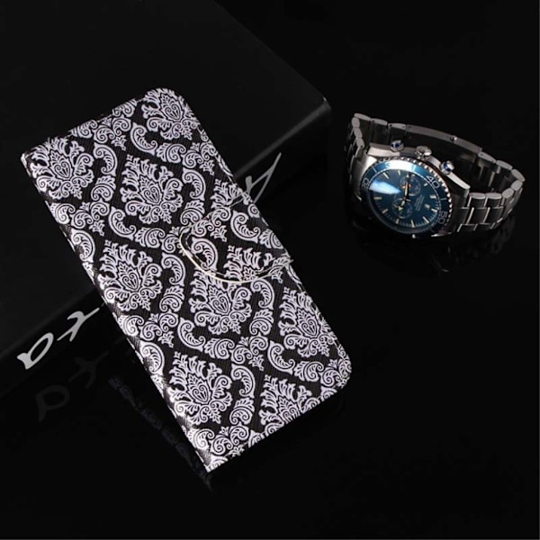 iPhone Xs Max flip cover i mønstret læder - Damask Flowers White
