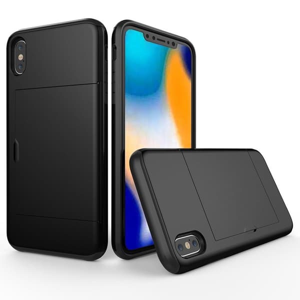 iPhone 9 mobilskal plast silikon kortficka - Svart Svart