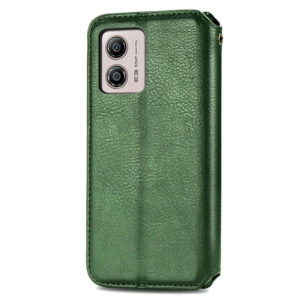 Nahkakotelo With A Stylish Rhombus Imprint For Motorola Moto G53 - Vihreä Green