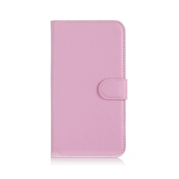 Læder-etui med Litchi overflade og kortholder til Microsoft Lumia 650 - Pink Pink