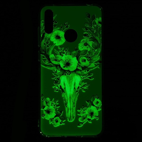 Huawei Y7 2019 lysende nat etui - Blomstret Elg Multicolor