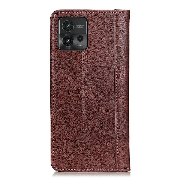 Äkta läder Motorola Moto G72 fodral med magnetisk stängning Brun