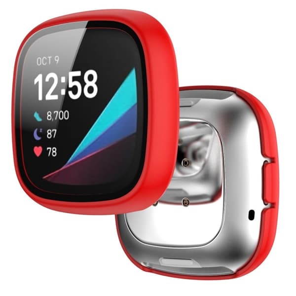 Fitbit Sense / Versa 3 mattakova suojus karkaistulla lasilla - Punainen Red