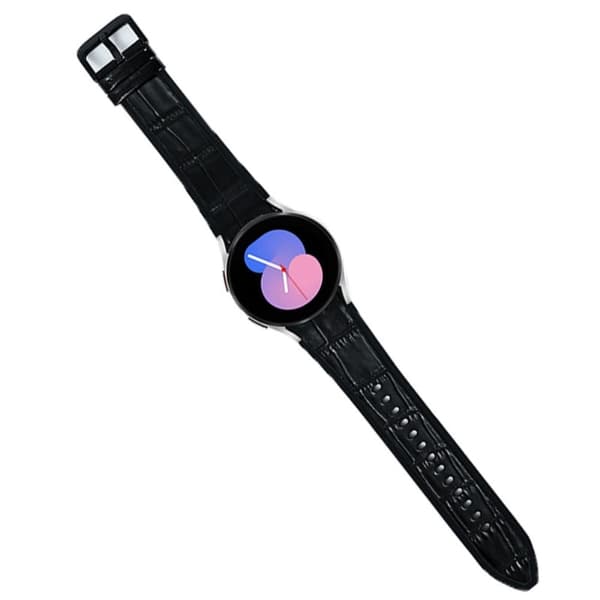 Samsung Galaxy Watch 5 / 4 / 3 læder- og silikoneurrem - Krokodillestruktur Sort Black