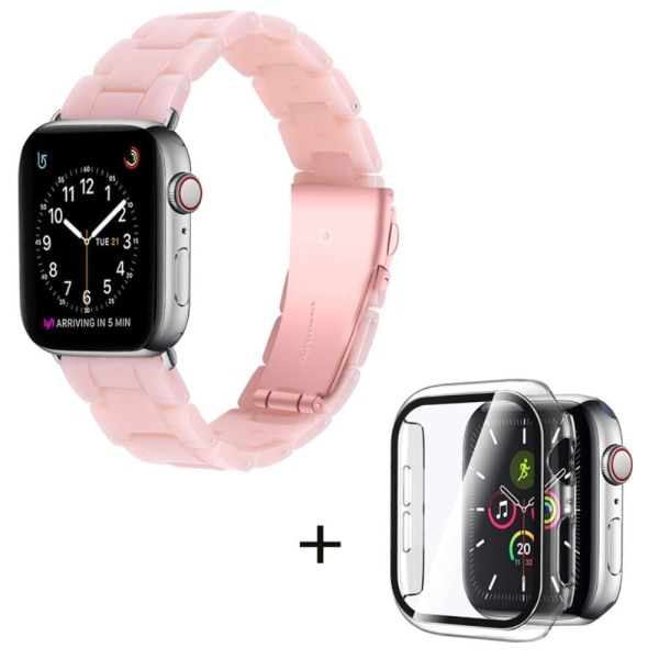 3 helmen hartsityylinen kellohihna kirkkaalla suojuksella Apple Watch Series 3/2/1 42mm - Pinkki Pink