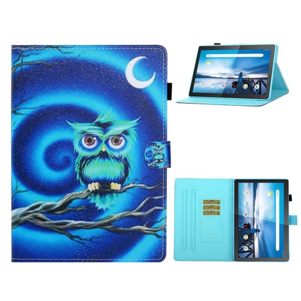 Lenovo Tab M10 FHD Plus cool pattern leather case - Owl Blue