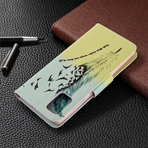 Wonderland Samsung Galaxy A51 flip kuoret - Höyhen Kuvio Multicolor